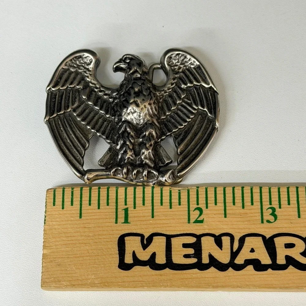 Vintage Silver Tone American Eagle Belt Buckle Patriotic Biker Western Avon